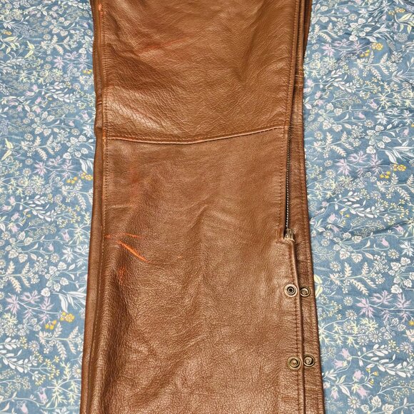 Brown Leather Motorcycle /Horse Riding Chaps 3XL USA - Picture 6 of 9
